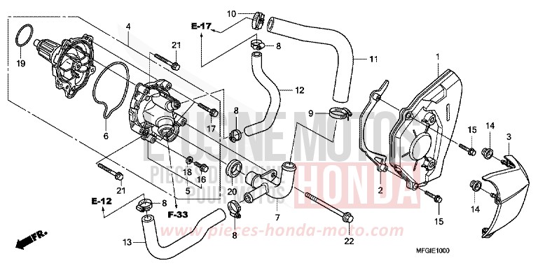 WATER PUMP for CB600F Hornet ABS PEARL SPRINT YELLOW (Y211) from 2011
